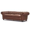 Sonny 3 Seater Genuine Leather Sofa Chestfield Lounge Couch - Butterscotch - Image 4