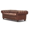 Sonny 3 Seater Genuine Leather Sofa Chestfield Lounge Couch - Butterscotch - Image 5