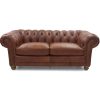 Sonny 2.5 Seater Genuine Leather Sofa Chestfield Lounge Couch - Butterscotch - Image 4