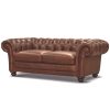 Sonny 2.5 Seater Genuine Leather Sofa Chestfield Lounge Couch - Butterscotch - Image 5