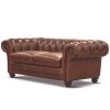 Sonny 2.5 Seater Genuine Leather Sofa Chestfield Lounge Couch - Butterscotch - Image 6