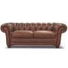 Sonny 2.5+1 Seater Genuine Leather Sofa Chestfield Lounge Couch - Butterscotch - Image 3