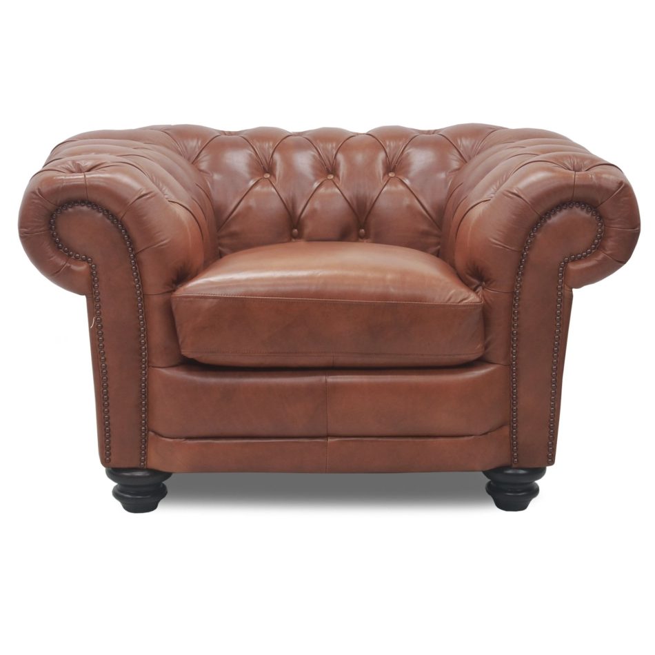 Sonny 2pc 1 Seater Genuine Leather Sofa Chestfield Lounge Couch - Butterscotch - Image 2