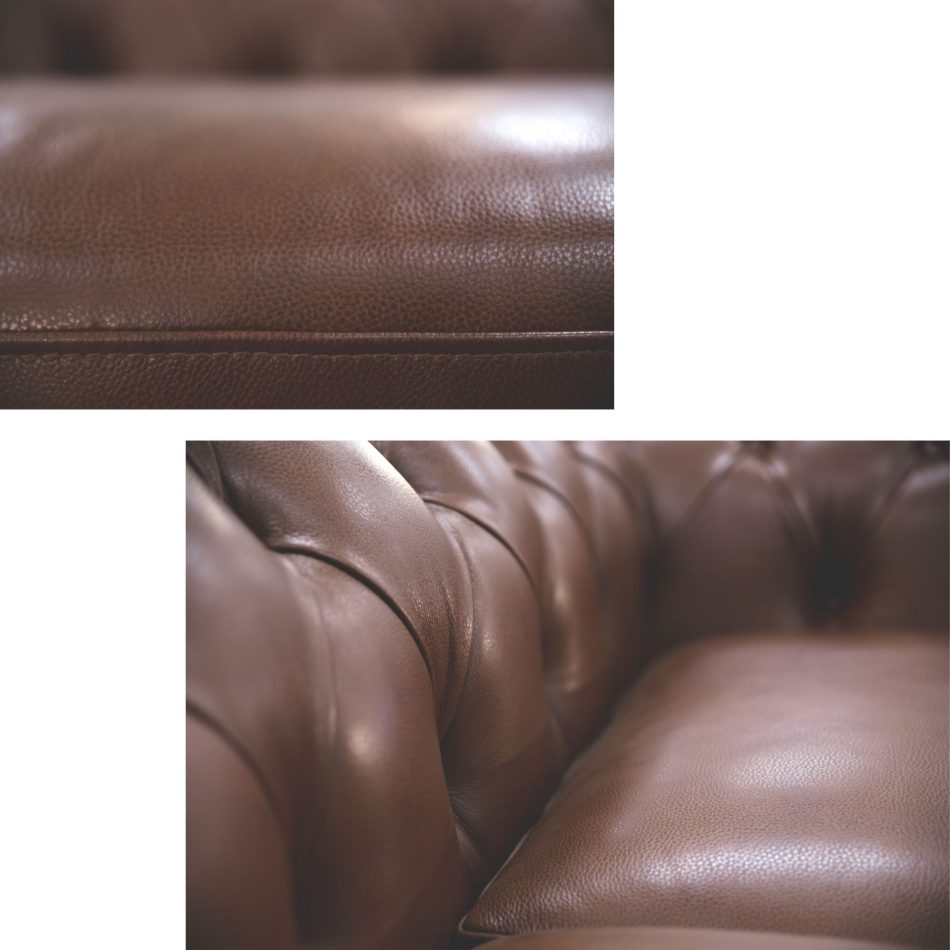 Sonny 2pc 1 Seater Genuine Leather Sofa Chestfield Lounge Couch - Butterscotch - Image 4