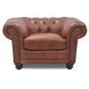 Sonny 1 Seater Genuine Leather Sofa Chestfield Lounge Couch - Butterscotch