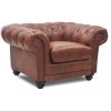 Sonny 1 Seater Genuine Leather Sofa Chestfield Lounge Couch - Butterscotch - Image 2