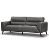 Downy  Genuine Leather Sofa Set 3 + 2 Seater Upholstered Lounge Couch - Gunmetal - Image 3