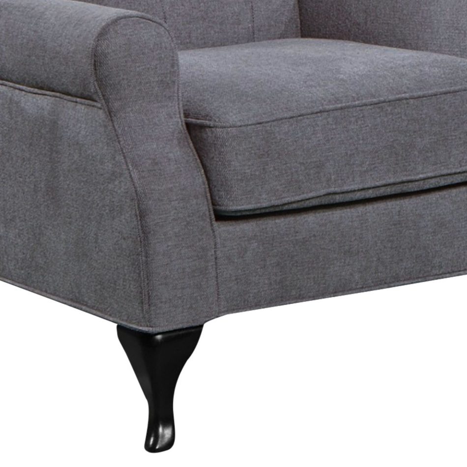Mellowly Set of 2 Wing Back Chair Sofa Fabric Chesterfield Armchair  - Grey - Image 3