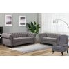 Mellowly Wing Back Chair Sofa Chesterfield Armchair Fabric Uplholstered - Grey - Image 2