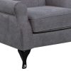 Mellowly Wing Back Chair Sofa Chesterfield Armchair Fabric Uplholstered - Grey - Image 3