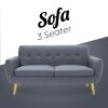 Dane 3 + 1 + 1 Seater Fabric Upholstered Sofa Armchair Lounge Couch - Dark Grey - Image 2