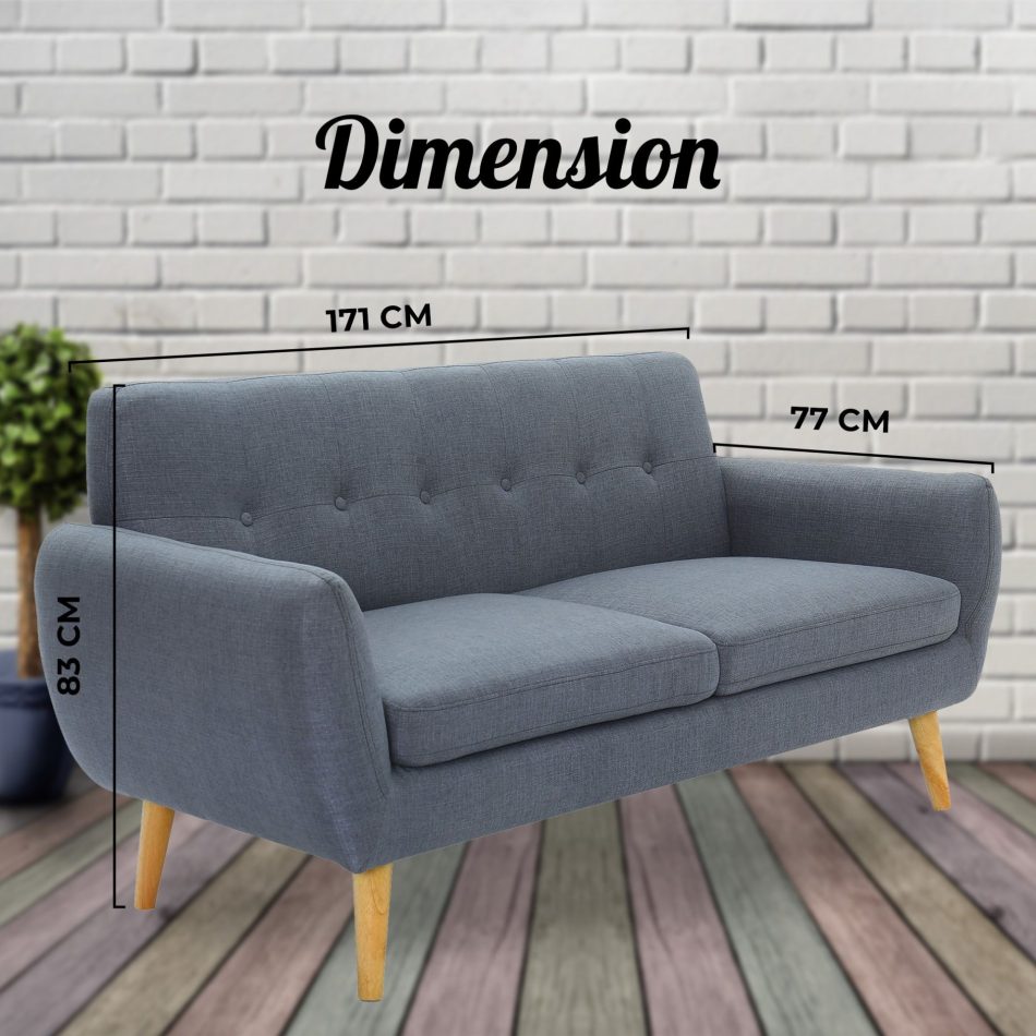 Dane 3 + 1 Seater Fabric Upholstered Sofa Armchair Lounge Couch - Dark Grey - Image 4