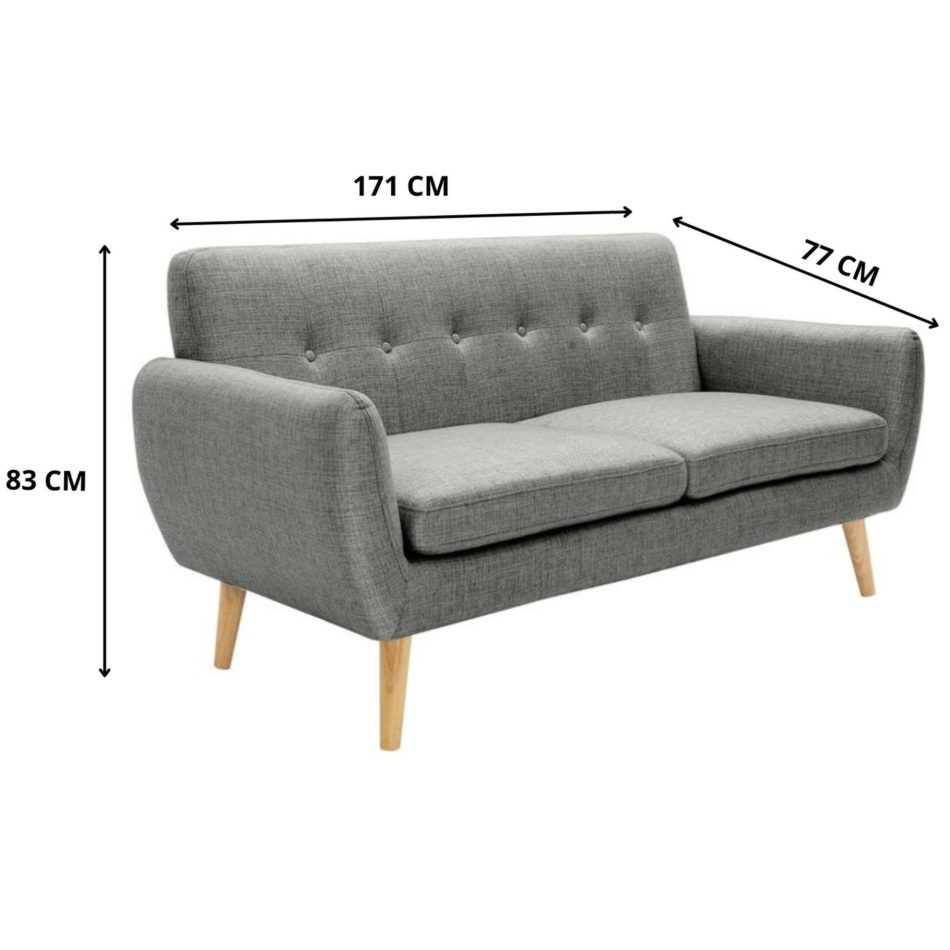 Dane 3 + 1 Seater Fabric Upholstered Sofa Armchair Lounge Couch - Mid Grey - Image 3
