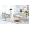 Dane 3 + 1 + 1 Seater Fabric Upholstered Sofa Armchair Lounge Couch - Light Grey - Image 2