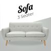 Dane 3 + 1 + 1 Seater Fabric Upholstered Sofa Armchair Lounge Couch - Light Grey - Image 3