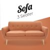 Dane 3 + 1 + 1 Seater Fabric Upholstered Sofa Armchair Lounge Couch - Orange - Image 3