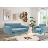 Dane 3 + 1 + 1 Seater Fabric Upholstered Sofa Armchair Lounge Couch - Blue - Image 2