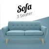 Dane 3 + 1 + 1 Seater Fabric Upholstered Sofa Armchair Lounge Couch - Blue - Image 3