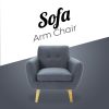 Dane Single Seater Fabric Upholstered Sofa Armchair Lounge Couch - Dark Grey - Image 2