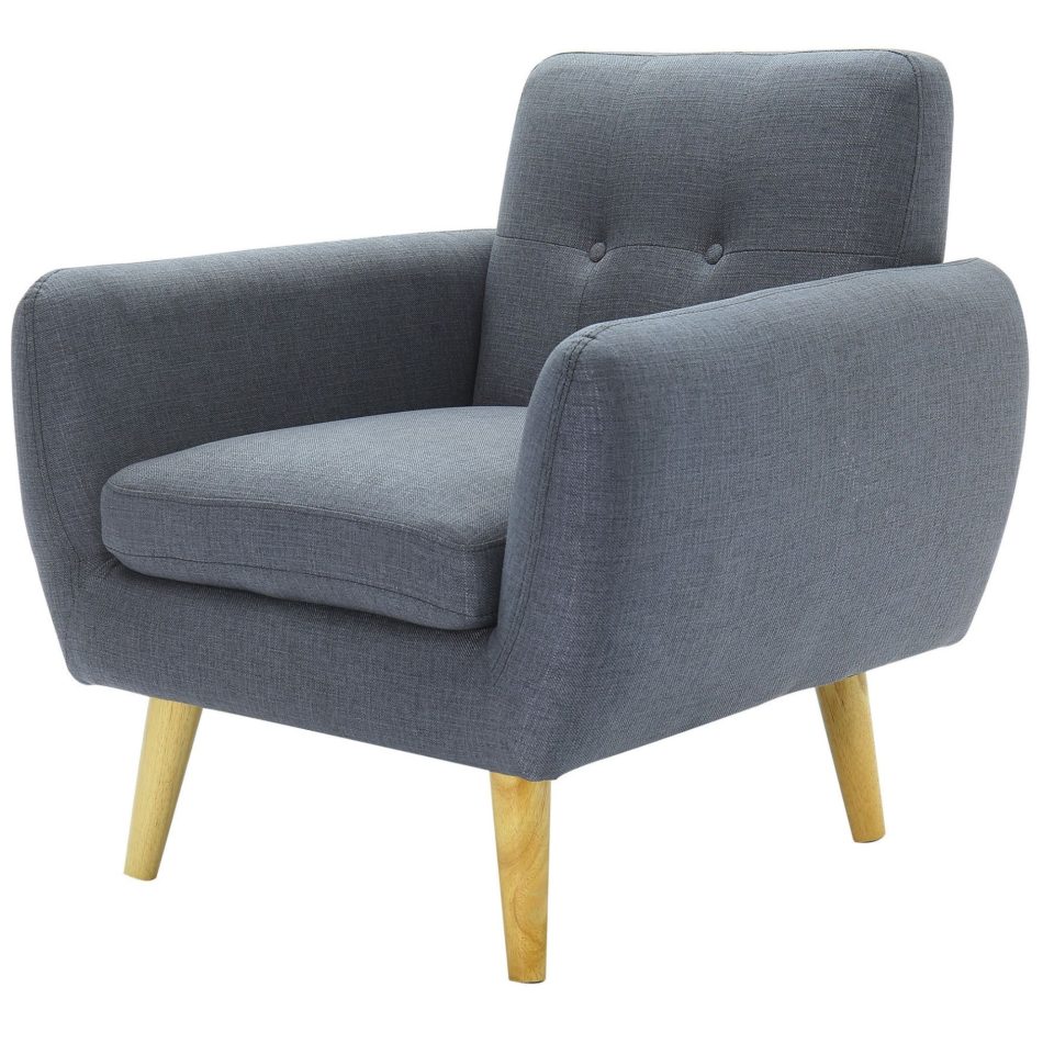 Dane Single Seater Fabric Upholstered Sofa Armchair Lounge Couch - Dark Grey - Image 7