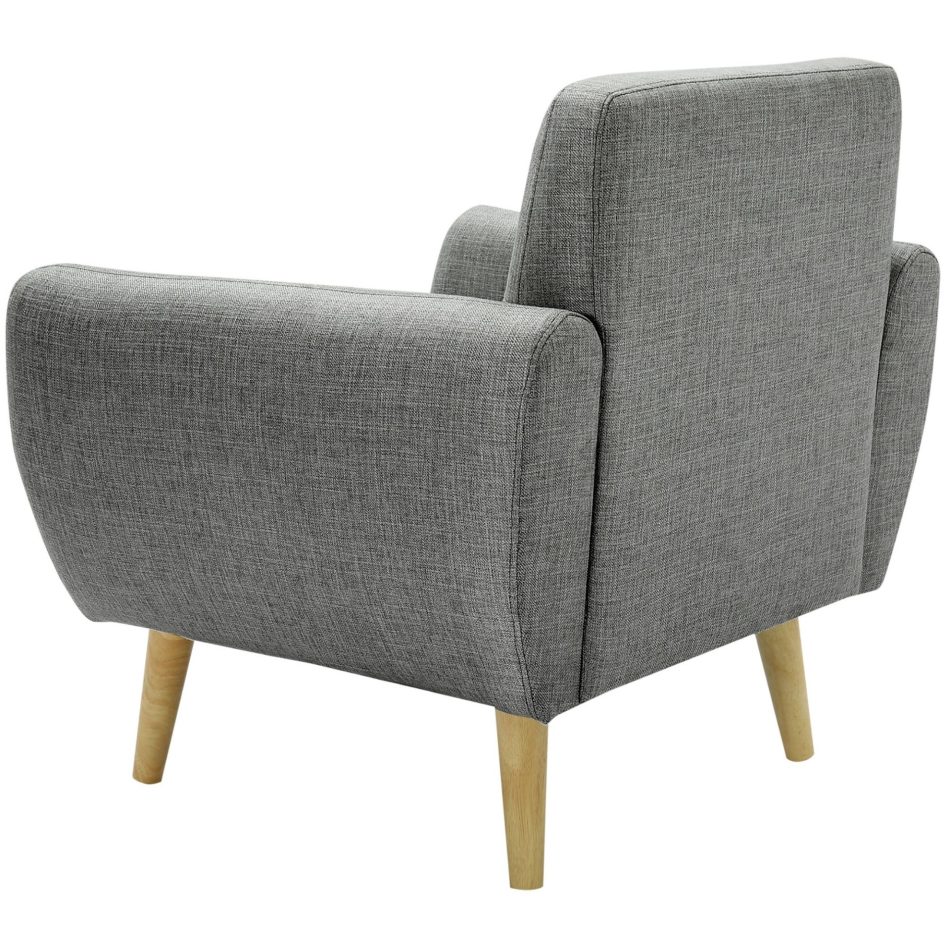 Dane Single Seater Fabric Upholstered Sofa Armchair Lounge Couch - Mid Grey - Image 5