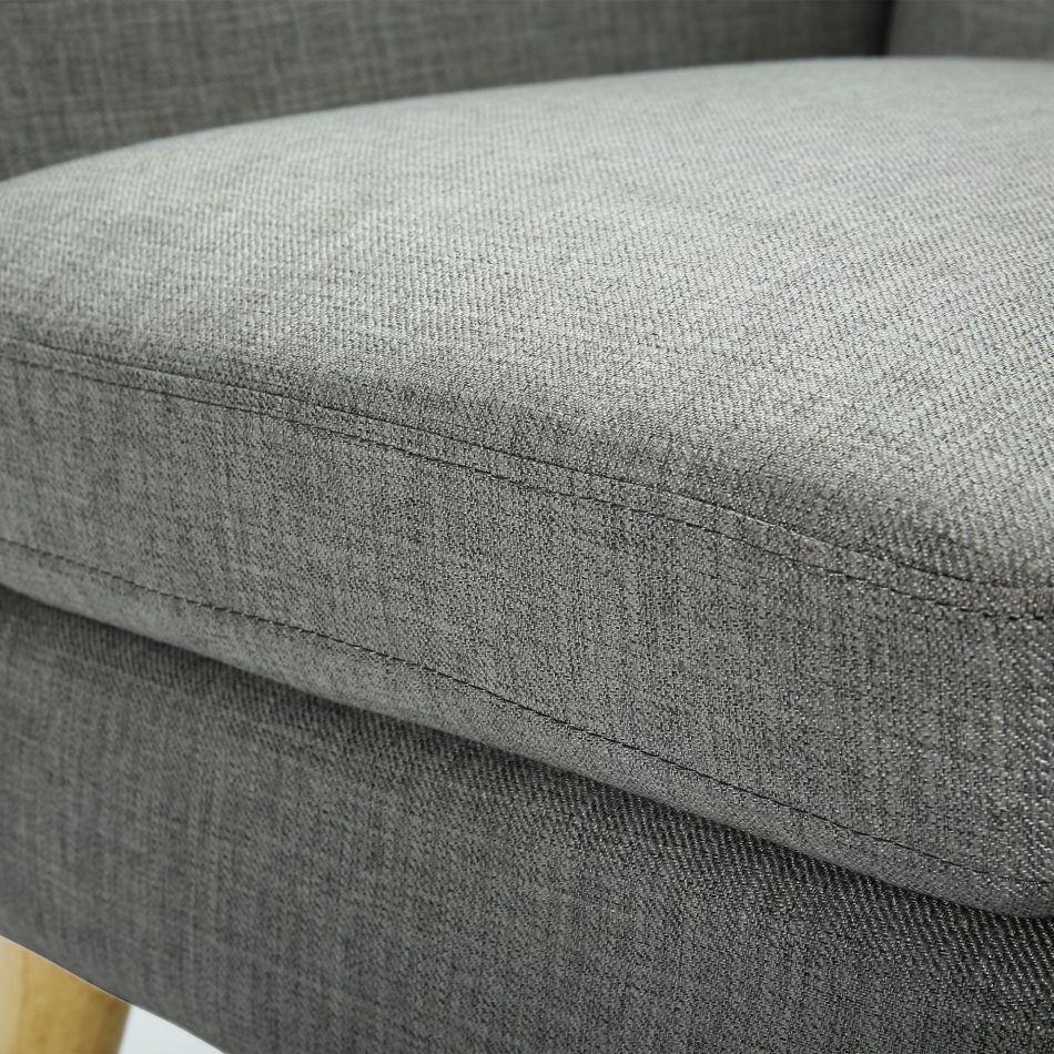 Dane Single Seater Fabric Upholstered Sofa Armchair Lounge Couch - Mid Grey - Image 7