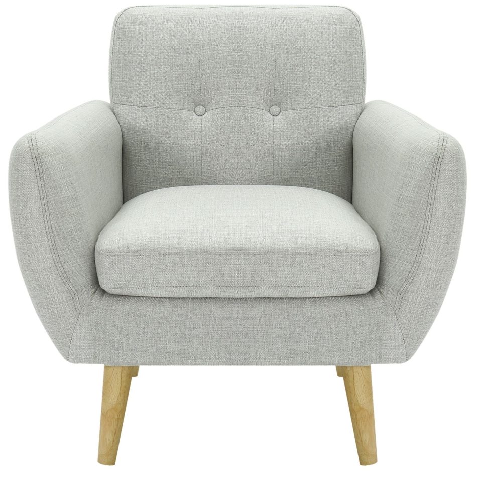 Dane Single Seater Fabric Upholstered Sofa Armchair Lounge Couch - Light Grey - Image 7