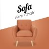 Dane Single Seater Fabric Upholstered Sofa Armchair Lounge Couch - Orange - Image 3