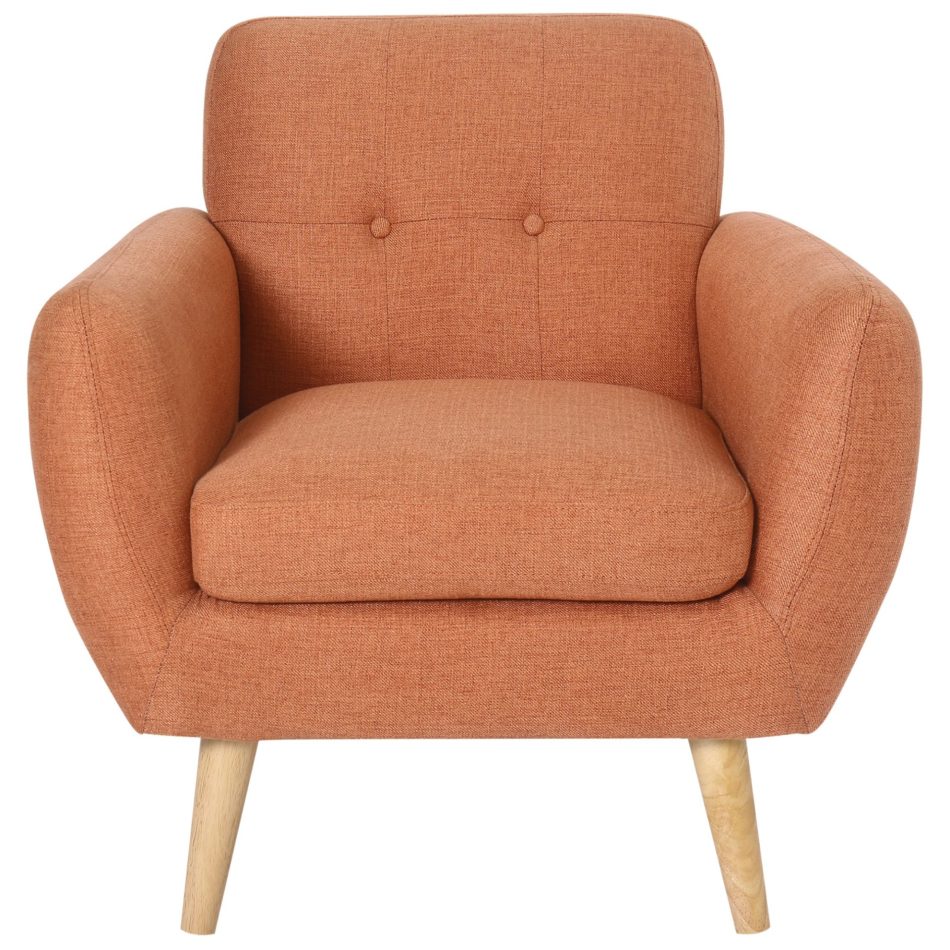 Dane Single Seater Fabric Upholstered Sofa Armchair Lounge Couch - Orange - Image 7