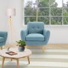 Dane Single Seater Fabric Upholstered Sofa Armchair Set of 2 - Blue - Image 3