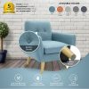 Dane Single Seater Fabric Upholstered Sofa Armchair Set of 2 - Blue - Image 6