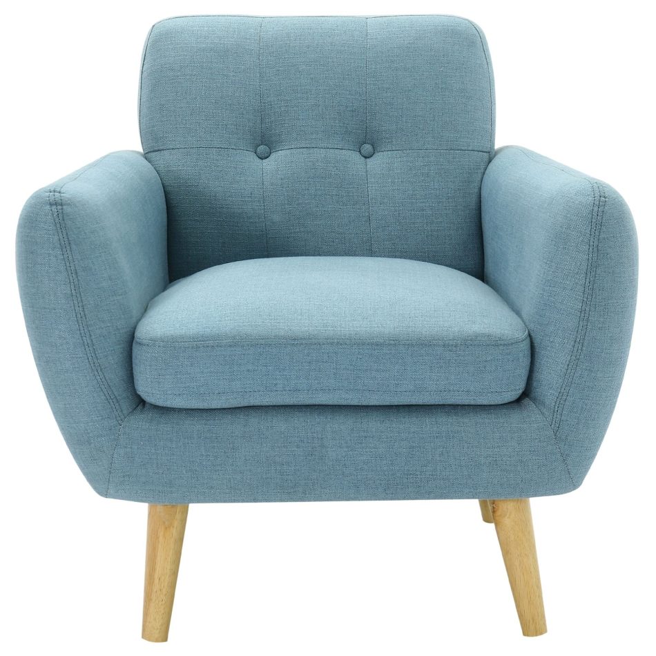 Dane Single Seater Fabric Upholstered Sofa Armchair Set of 2 - Blue - Image 7