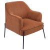 Leah Fabric Armchair Occasional Accent Arm Chair Brown - Image 3