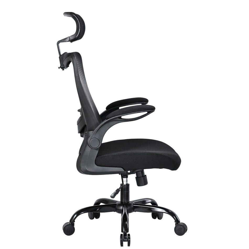 MONA Ergonomic High Back Flipped Armrest Task Chair In Black - Image 4