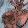 Decorative Reindeer 3D Wood Metal Wall Art Decor in Blue and Rusty Bronze - Image 2