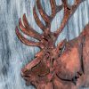 Decorative Reindeer 3D Wood Metal Wall Art Decor in Blue and Rusty Bronze - Image 3