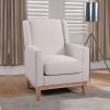 Armchair in Beige Colour Lounge Accent Chair Upholstered Fabric with Wooden leg - Image 3