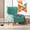 Armchair High back Lounge Accent Chair Designer Printed Fabric with Wooden Leg - Image 3