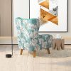 Armchair High back Lounge Accent Chair Designer Printed Fabric with Wooden Leg - Image 5