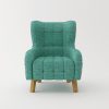 Armchair High back Lounge Accent Chair Designer Printed Fabric with Wooden Leg