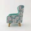 Armchair High back Lounge Accent Chair Designer Printed Fabric with Wooden Leg - Image 6