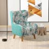 Armchair High back Lounge Accent Chair Designer Printed Fabric Upholstery with Wooden Leg - Image 2