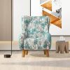 Armchair High back Lounge Accent Chair Designer Printed Fabric Upholstery with Wooden Leg - Image 3