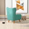 Armchair High back Lounge Accent Chair Designer Printed Fabric Upholstery with Wooden Leg - Image 4