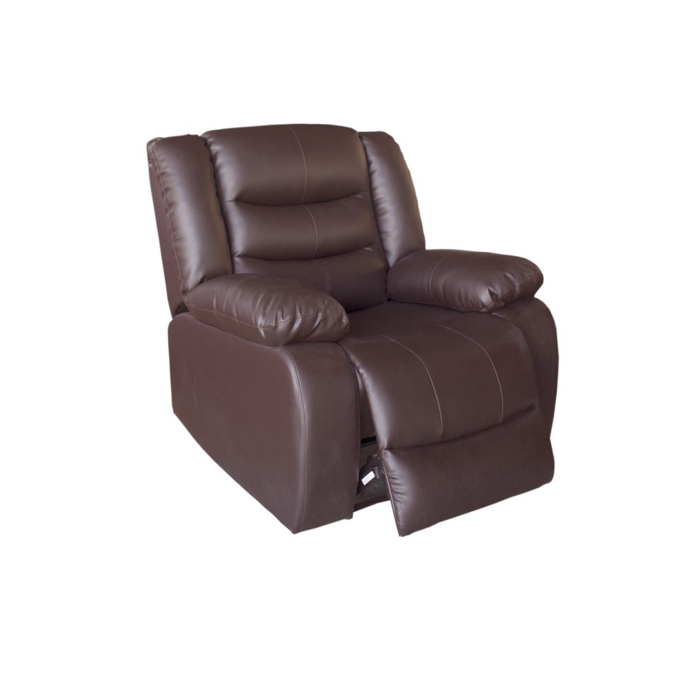 Single Seater Recliner Sofa Chair In Faux Leather Lounge Couch Armchair in Brown - Image 2