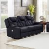 3+1+1 Seater Electric Recliner Stylish Rhino Fabric Black Lounge Armchair with LED Features - Image 2