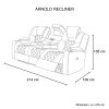 3+1+1 Seater Electric Recliner Stylish Rhino Fabric Black Lounge Armchair with LED Features - Image 6