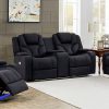 3+2 Seater Electric Recliner Stylish Rhino Fabric Black Lounge Armchair with LED Features - Image 3