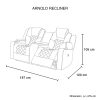 3+2 Seater Electric Recliner Stylish Rhino Fabric Black Lounge Armchair with LED Features - Image 6