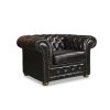 3+2+1 Seater Genuine Leather Upholstery Deep Quilting Pocket Spring Button Studding Sofa Lounge Set for Living Room Couch In Brown Colour - Image 4